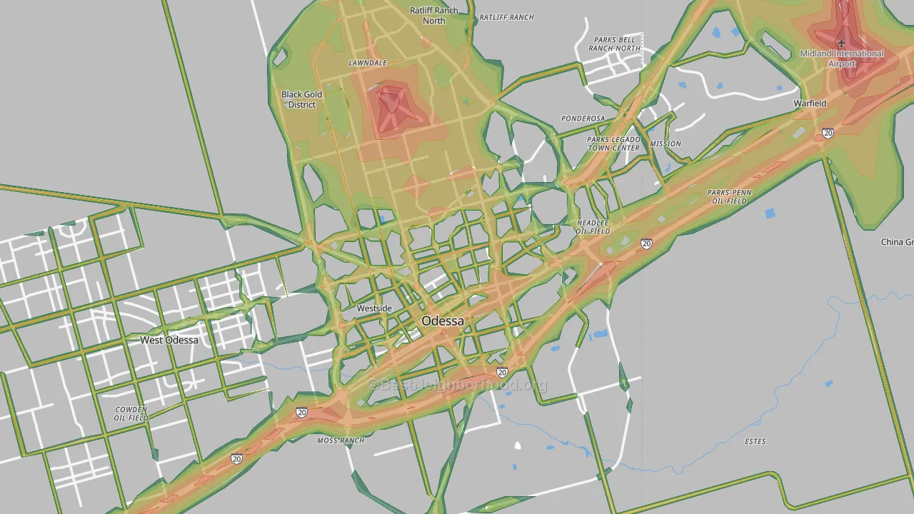 Odessa, TX Map of Noise Levels in Odessa
