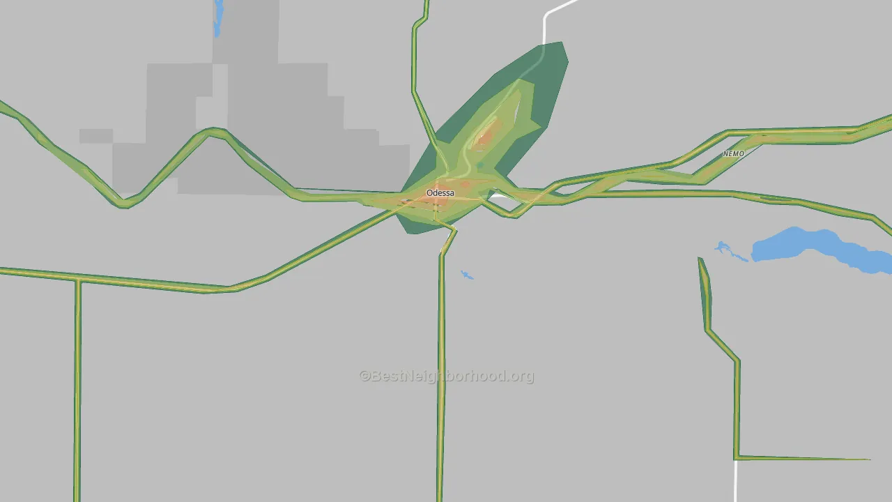 Odessa, WA Map of Noise Levels in Odessa
