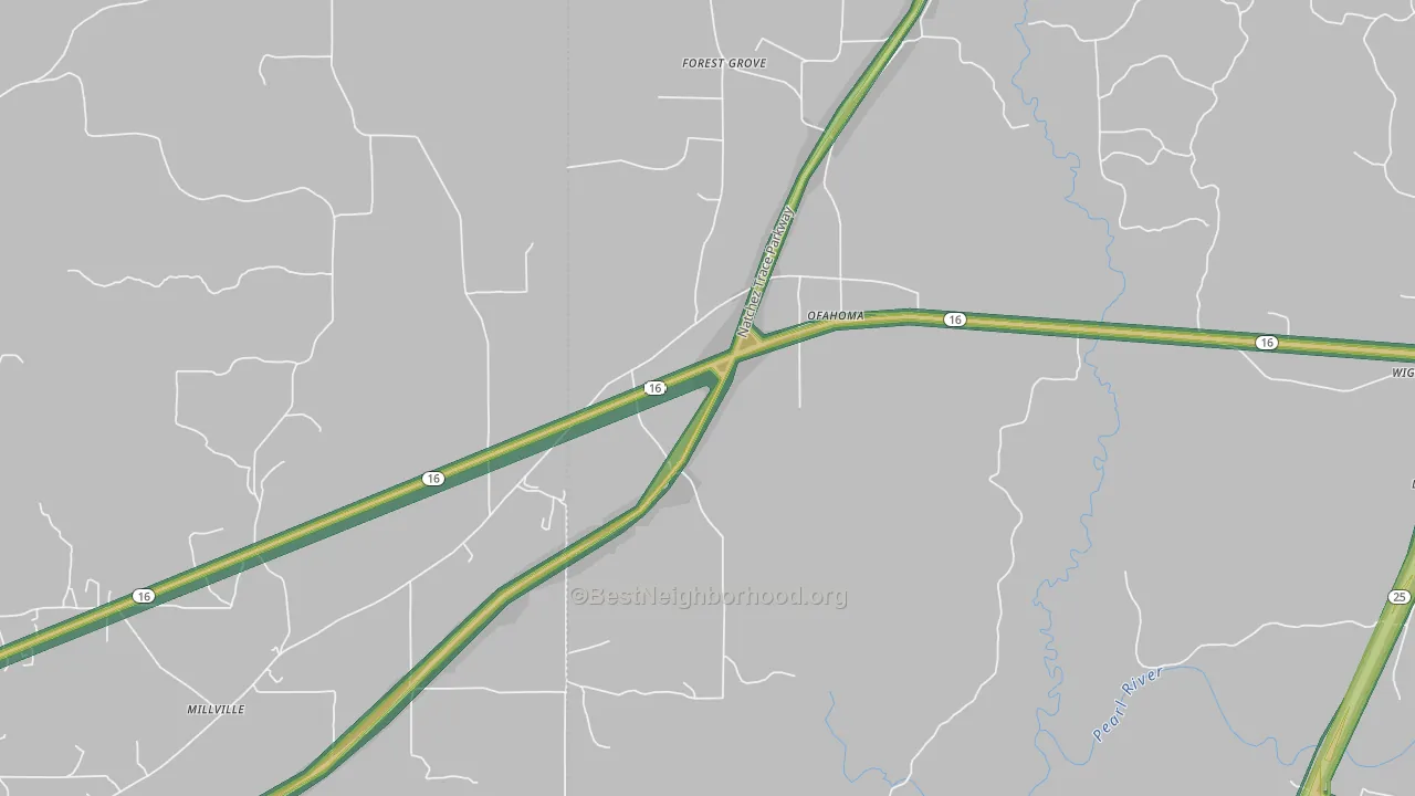 Ofahoma, MS Map of Noise Levels in Ofahoma