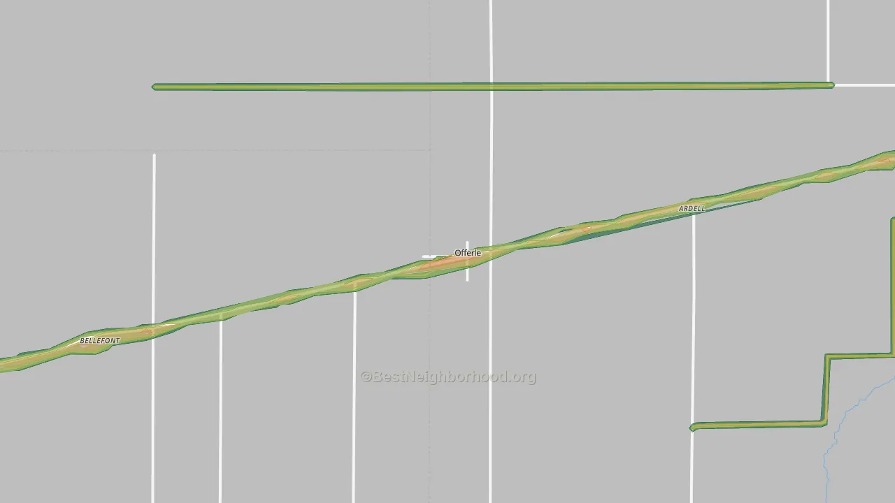 Offerle, KS Map of Noise Levels in Offerle