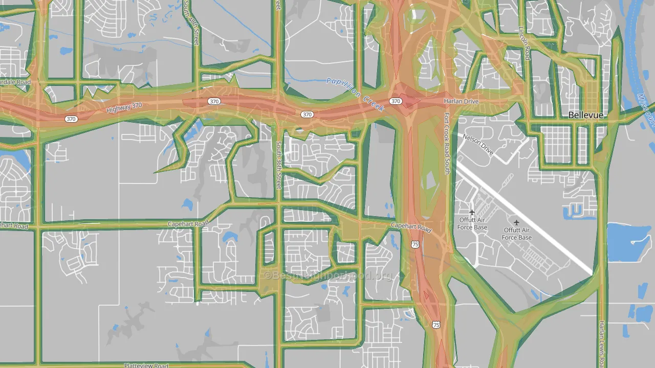 Offutt AFB, NE Map of Noise Levels in Offutt AFB