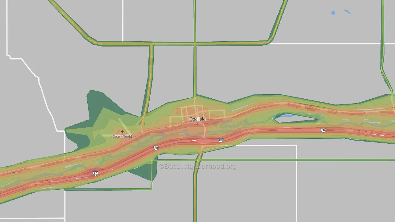 Ogallala, NE Map of Noise Levels in Ogallala