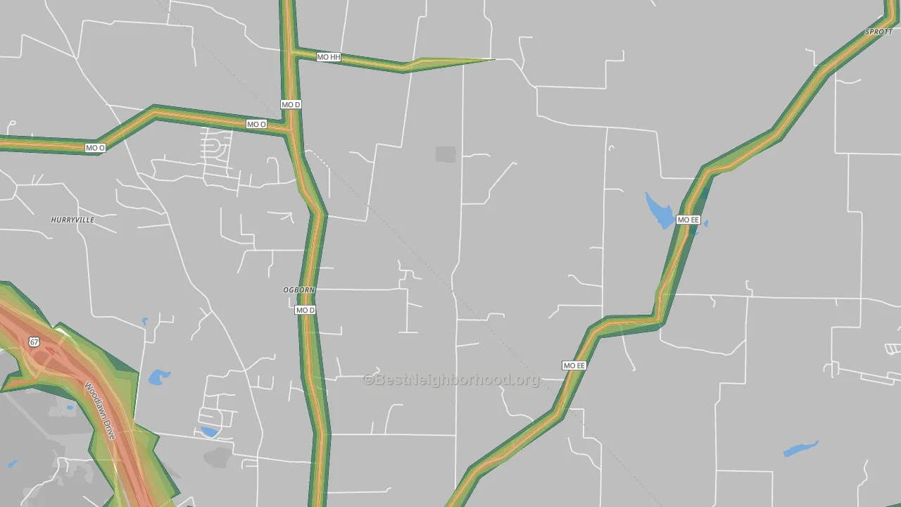 Ogborn, MO Map of Noise Levels in Ogborn