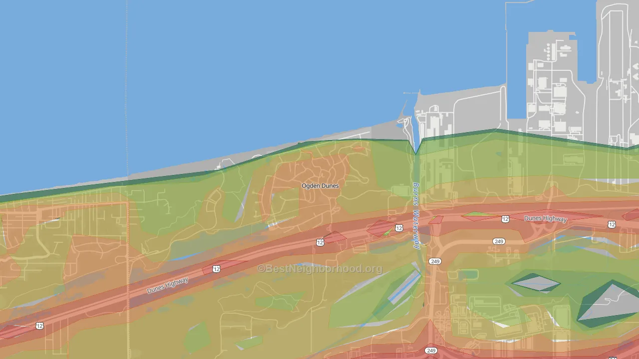 Ogden Dunes, IN Map of Noise Levels in Ogden Dunes