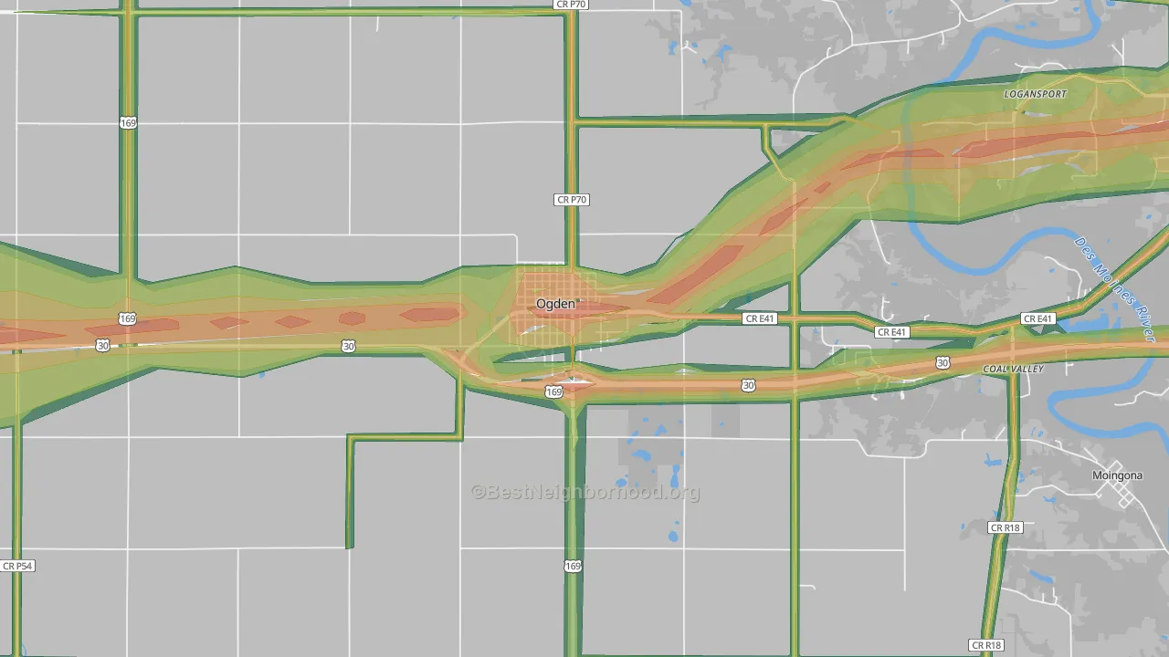 Ogden, IA Map of Noise Levels in Ogden