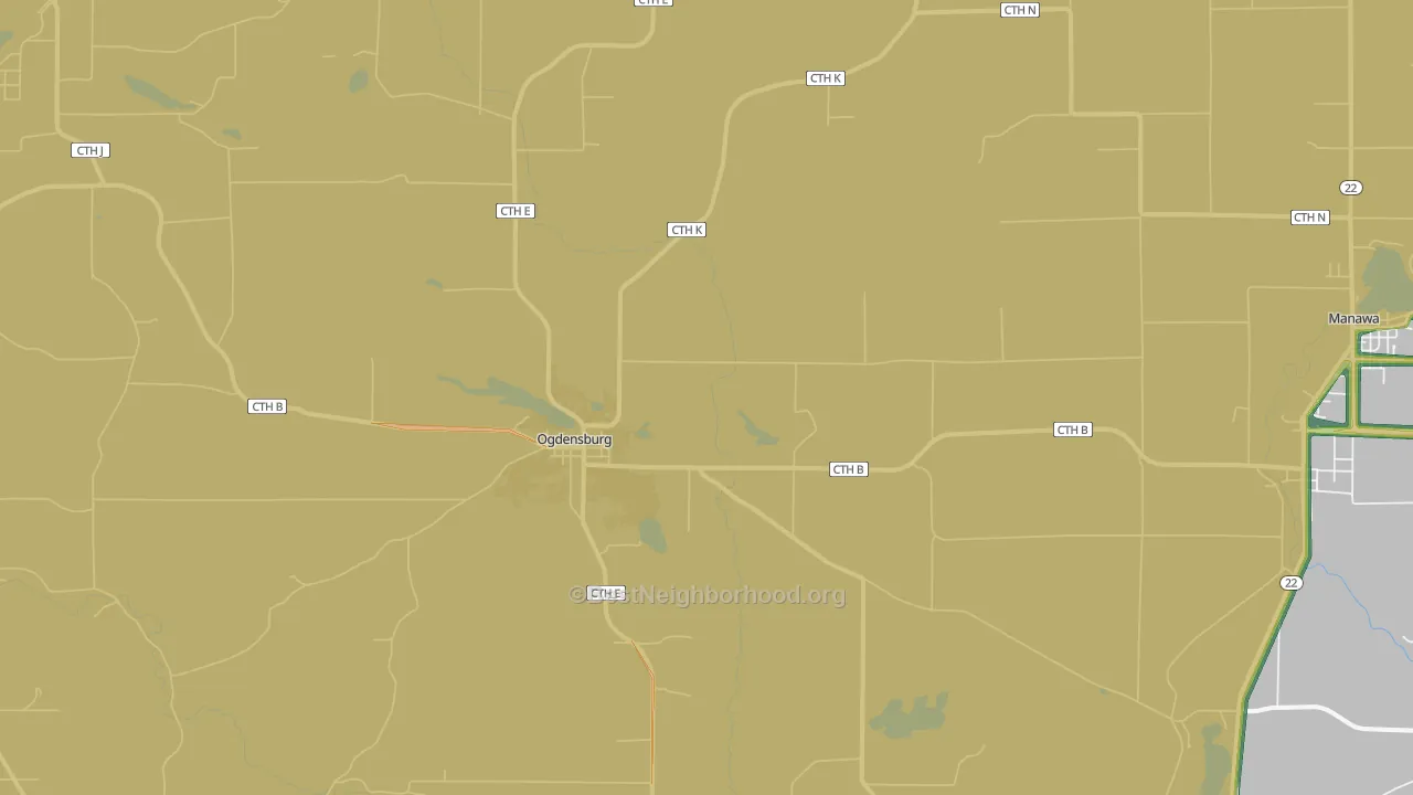 Ogdensburg, WI Map of Noise Levels in Ogdensburg