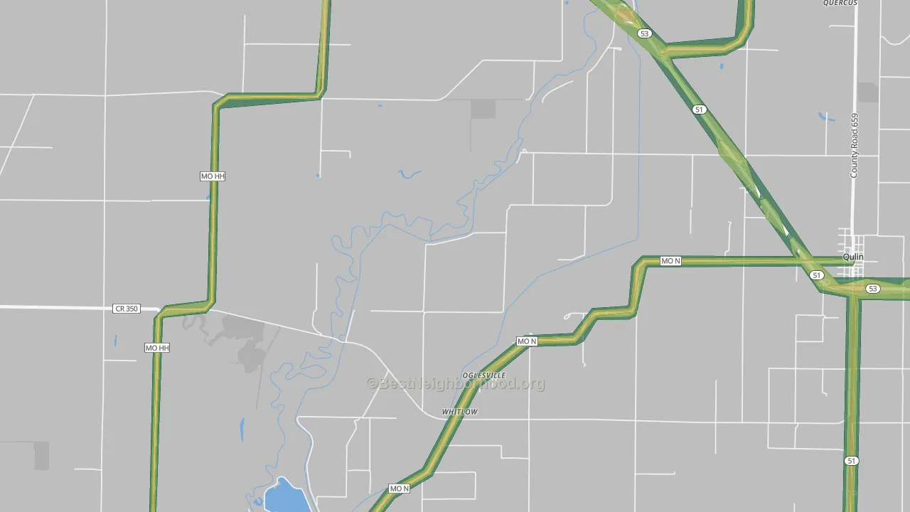 Oglesville, MO Map of Noise Levels in Oglesville