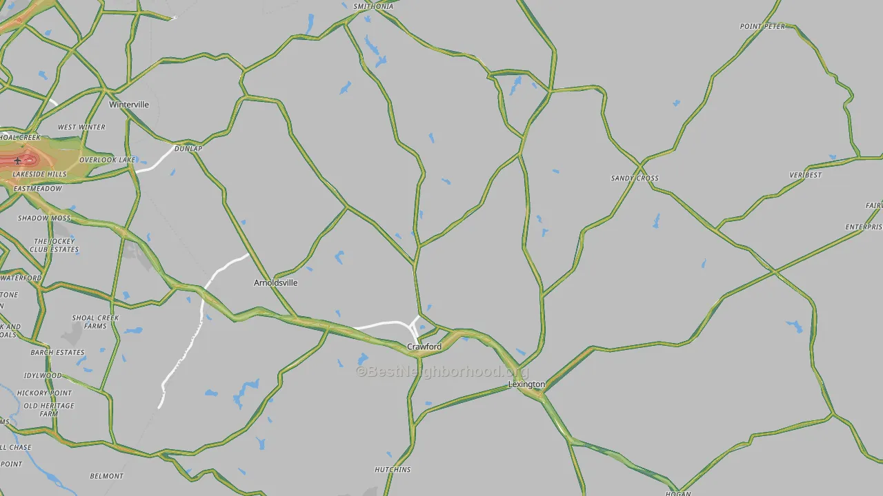 Oglethorpe County, GA Map of Noise Levels in Oglethorpe County