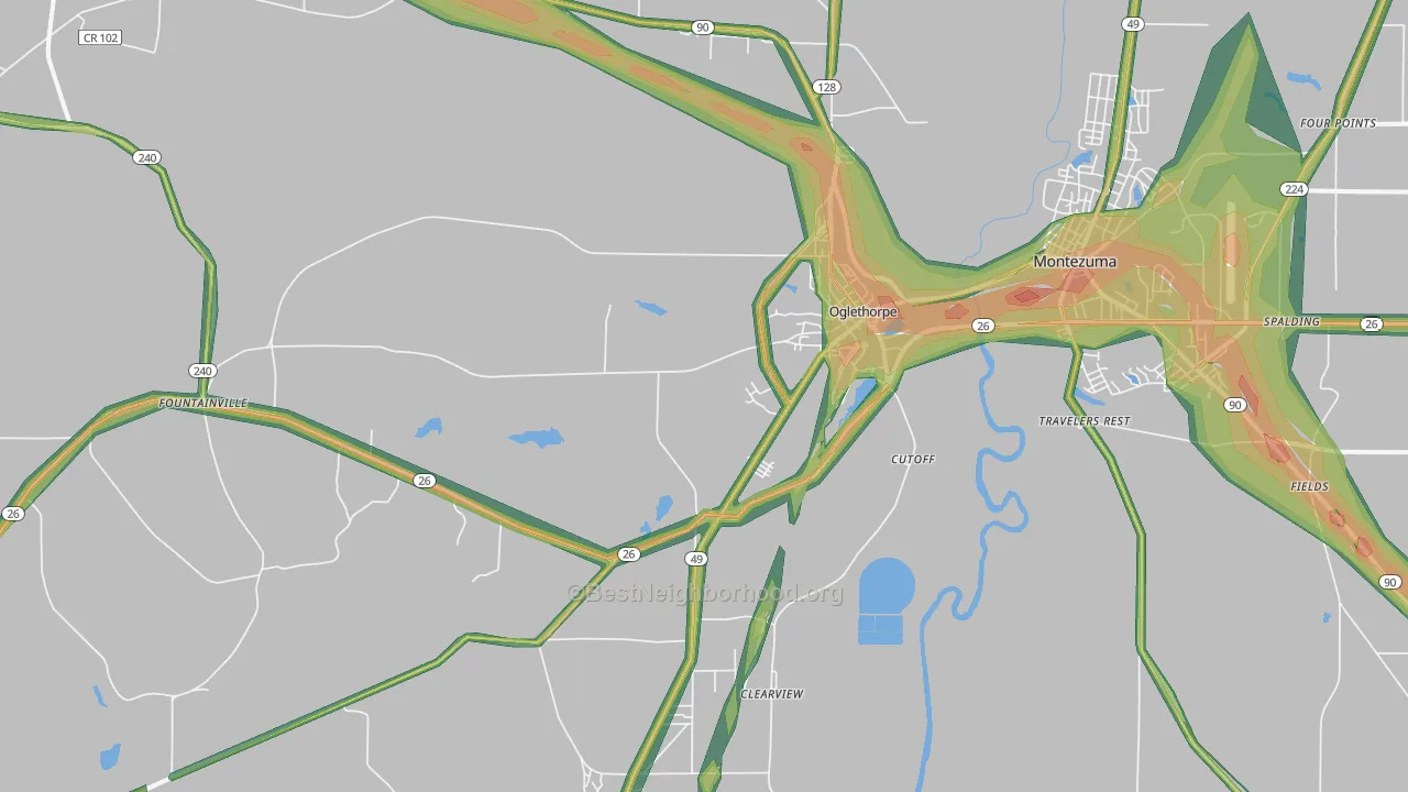 Oglethorpe, GA Map of Noise Levels in Oglethorpe