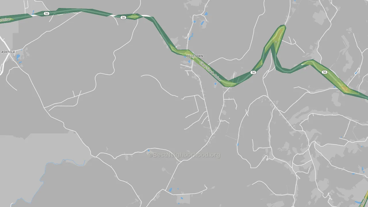 Ogletown, PA Map of Noise Levels in Ogletown