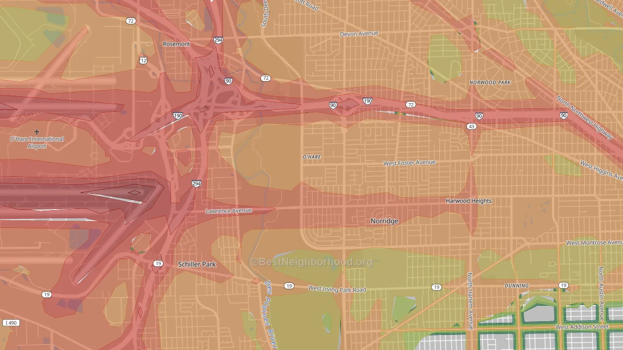 O'Hare, Chicago, IL Map of Noise Levels in O'Hare