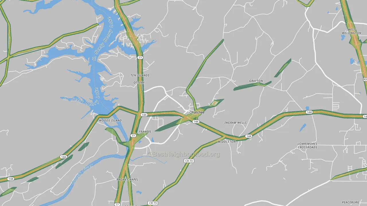 Ohatchee, AL Map of Noise Levels in Ohatchee