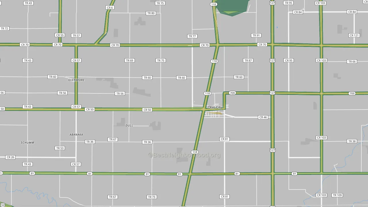 Ohio City, OH Map of Noise Levels in Ohio City