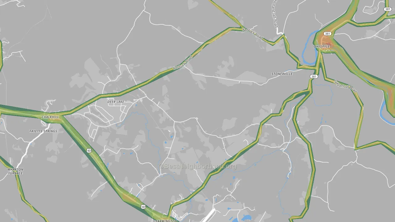 Ohiopyle, PA Map of Noise Levels in Ohiopyle