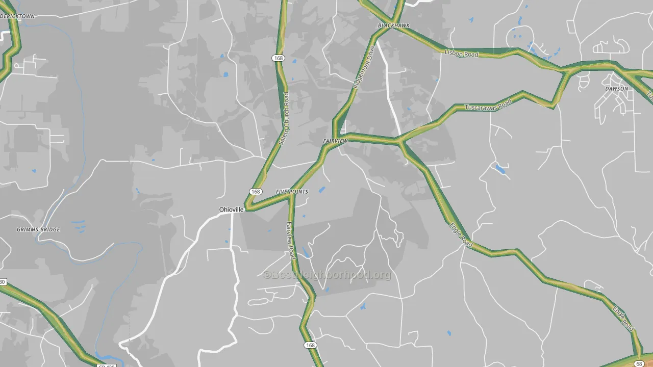Ohioville, PA Map of Noise Levels in Ohioville