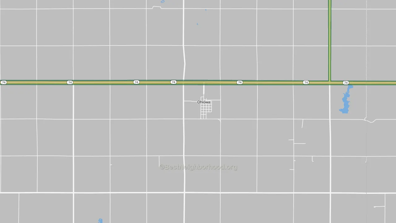 Ohiowa, NE Map of Noise Levels in Ohiowa