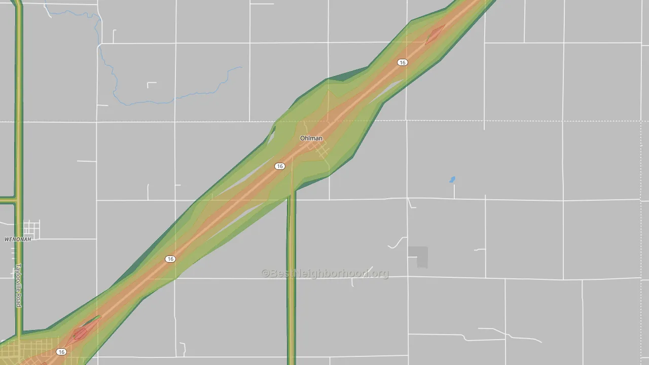 Ohlman, IL Map of Noise Levels in Ohlman