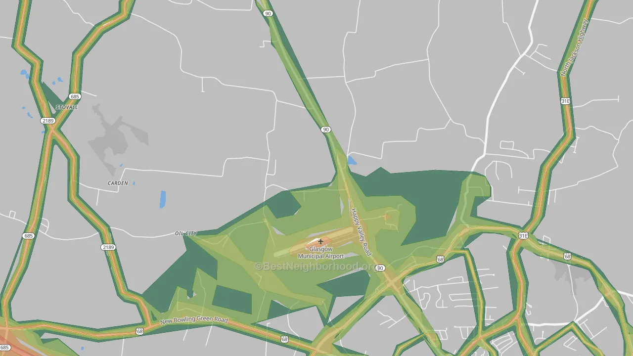 Oil City, KY Map of Noise Levels in Oil City