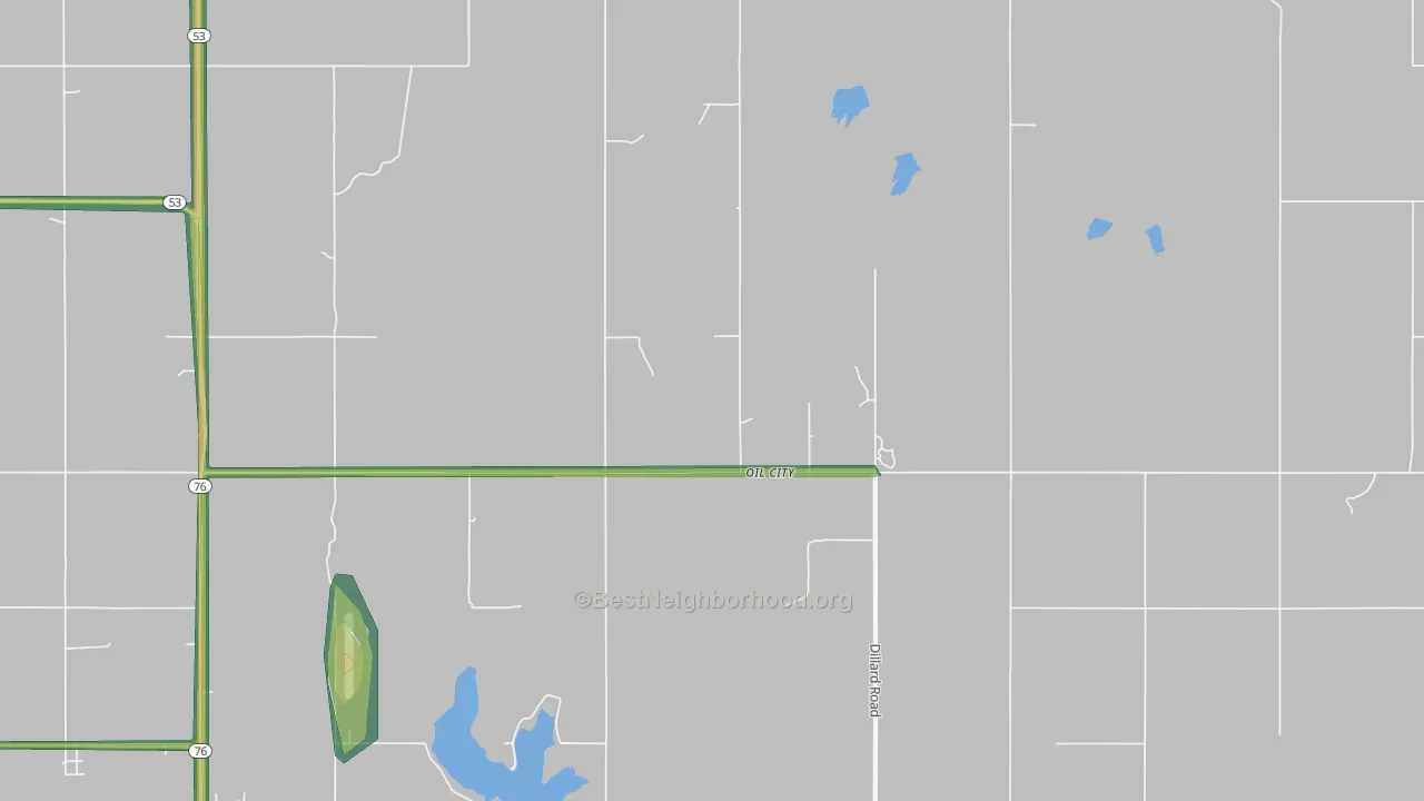 Oil City, OK Map of Noise Levels in Oil City