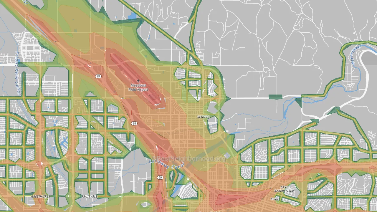 Oildale, CA Map of Noise Levels in Oildale