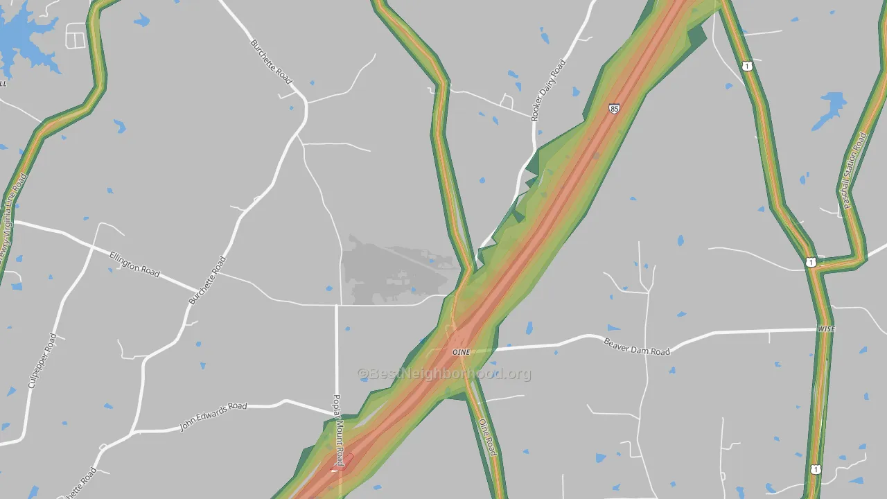 Oine, NC Map of Noise Levels in Oine