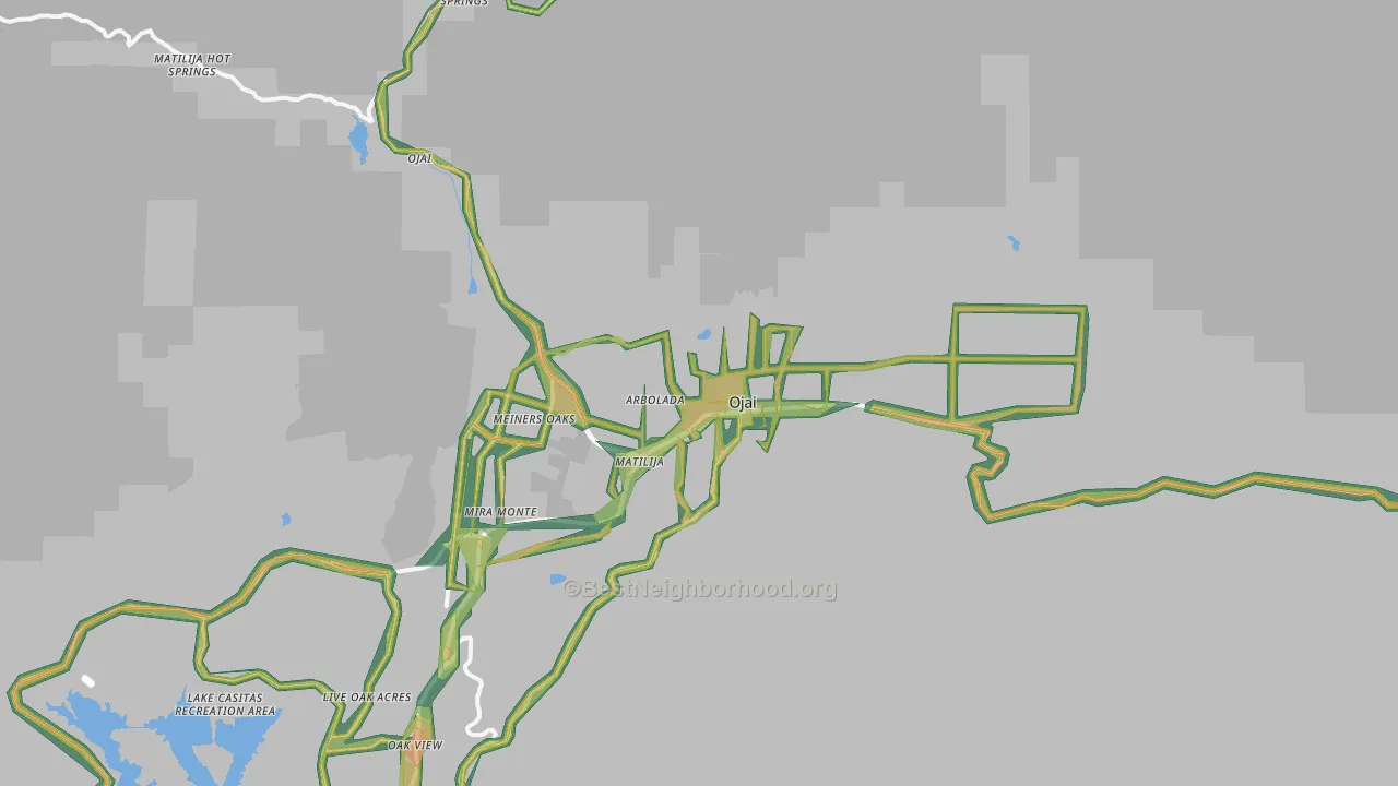 Ojai, CA Map of Noise Levels in Ojai