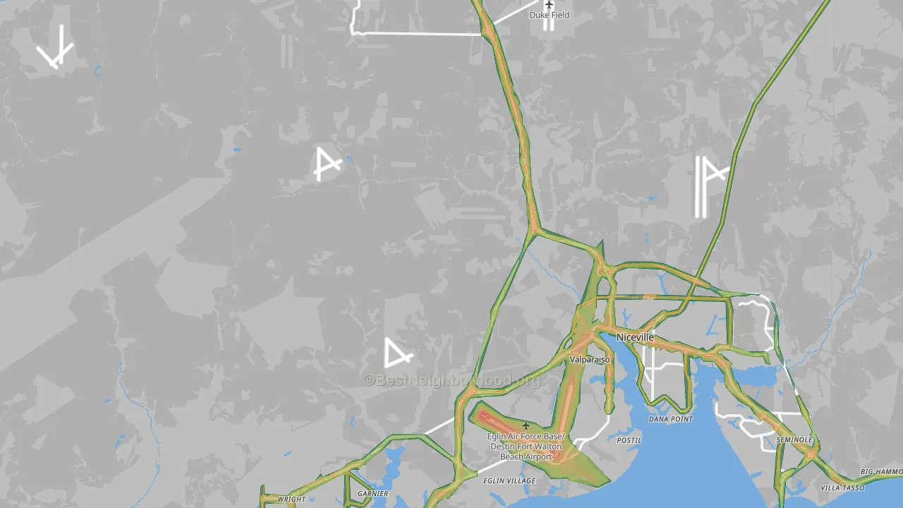 Okaloosa County, FL Map of Noise Levels in Okaloosa County