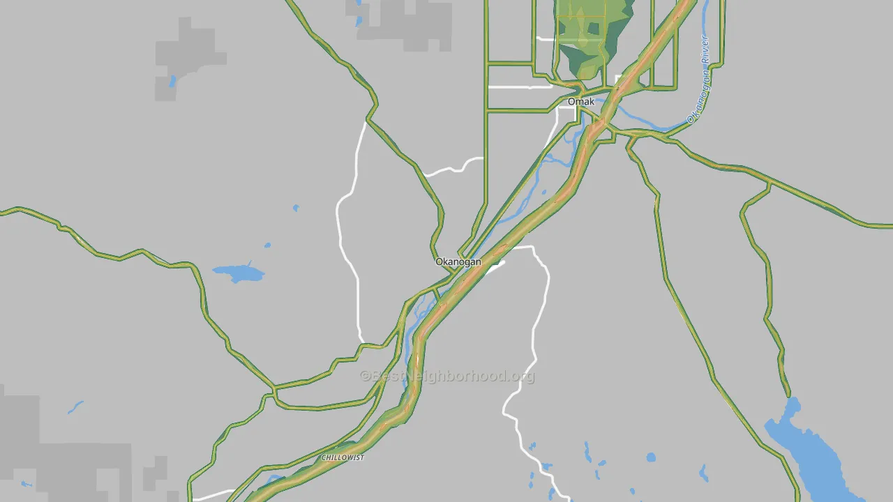 Okanogan, WA Map of Noise Levels in Okanogan