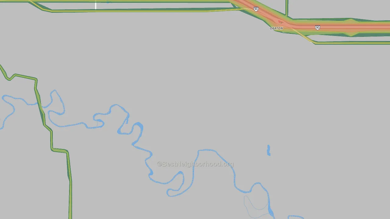 Okaton, SD Map of Noise Levels in Okaton