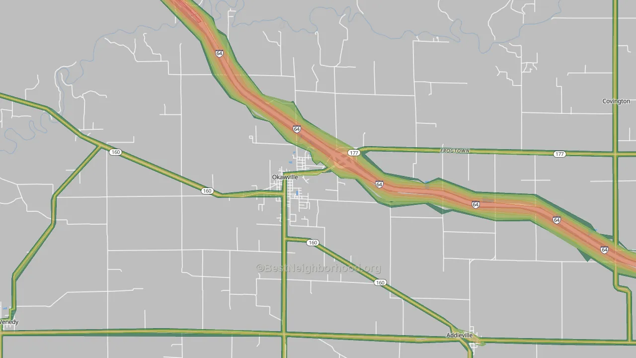 Okawville, IL Map of Noise Levels in Okawville