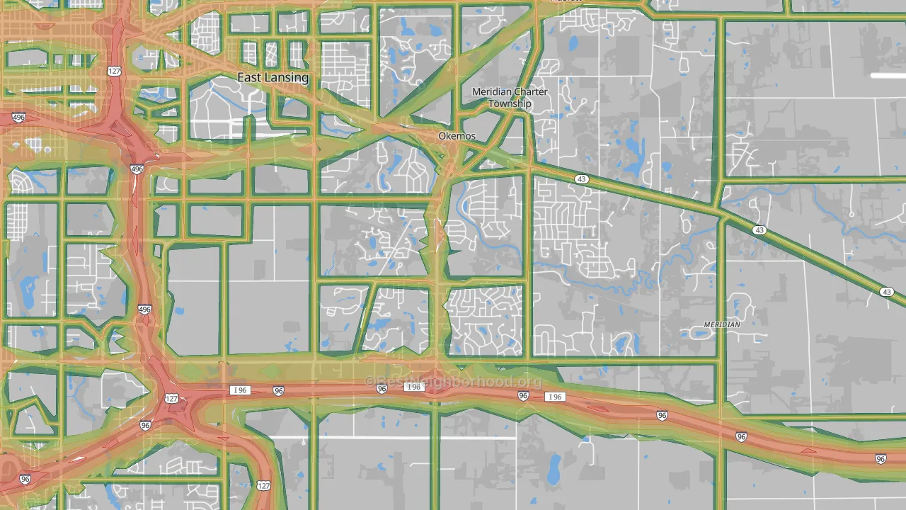 Okemos, MI Map of Noise Levels in Okemos