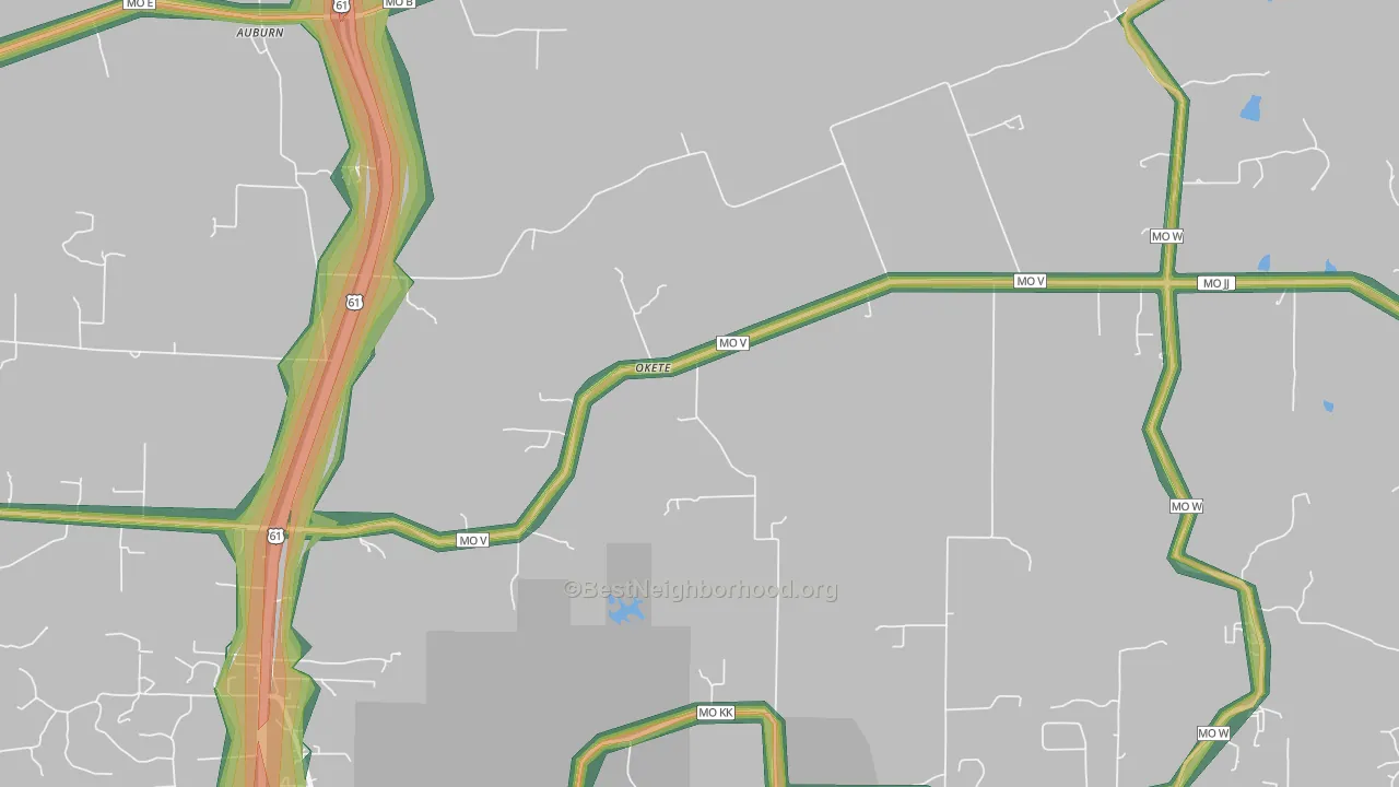 Okete, MO Map of Noise Levels in Okete