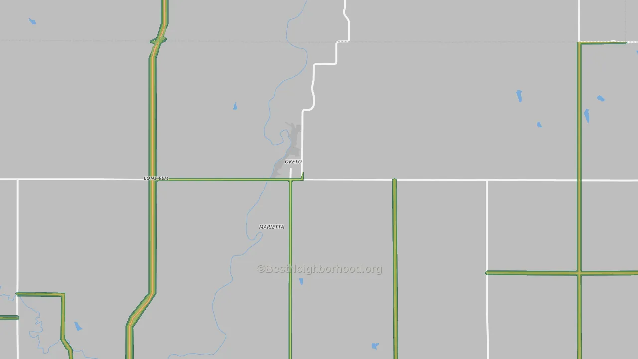 Oketo, KS Map of Noise Levels in Oketo