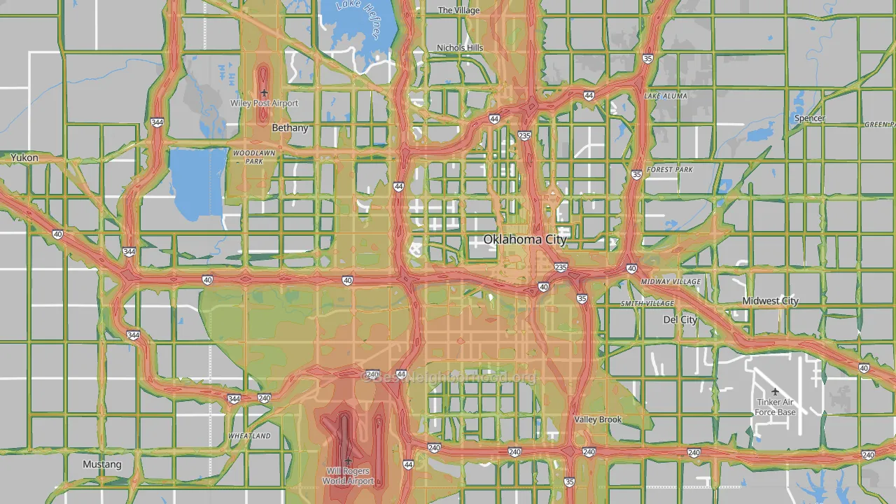 Oklahoma City, OK Map of Noise Levels in Oklahoma City