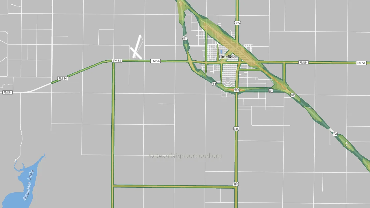 Oklahoma Flat, TX Map of Noise Levels in Oklahoma Flat