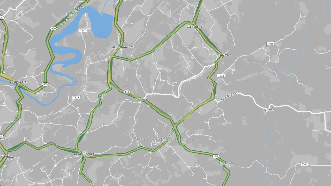 Olanta, PA Map of Noise Levels in Olanta