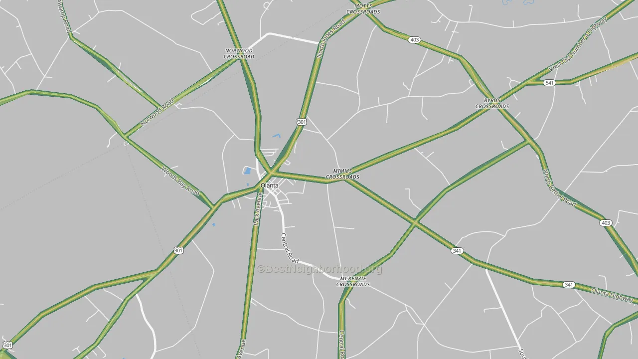 Olanta, SC Map of Noise Levels in Olanta