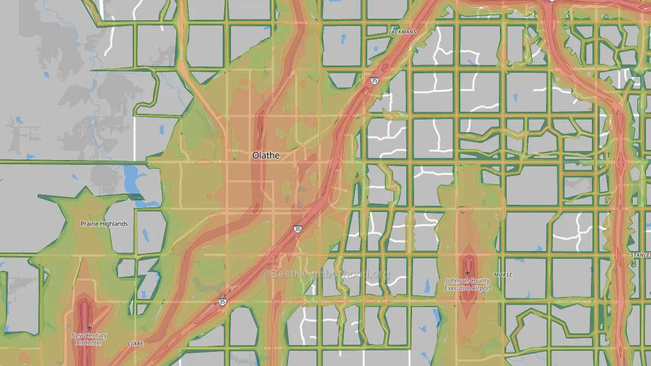 Olathe, KS Map of Noise Levels in Olathe