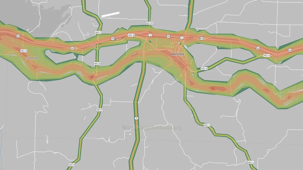 Olathia, MO Map of Noise Levels in Olathia