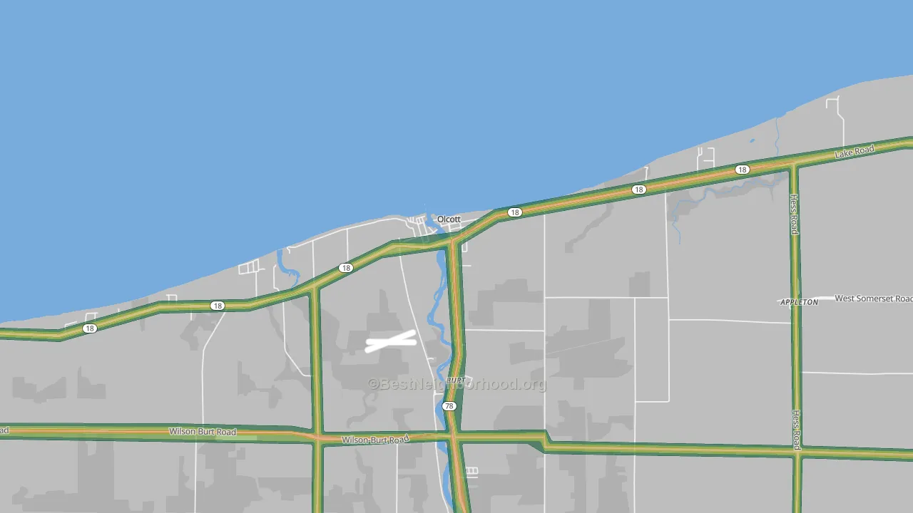 Olcott, NY Map of Noise Levels in Olcott