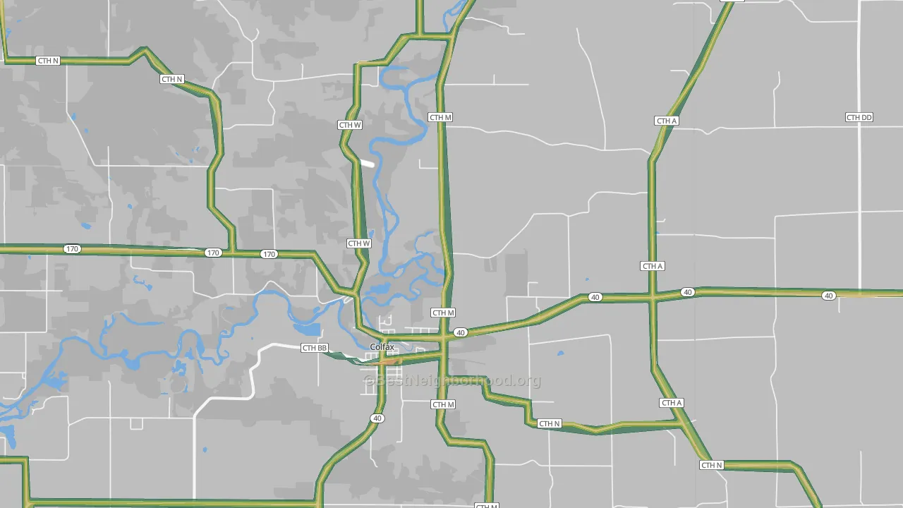 Old Albertville, WI Map of Noise Levels in Old Albertville