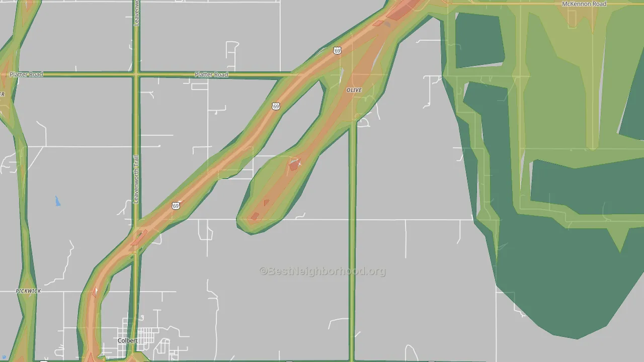 Old Allison, OK Map of Noise Levels in Old Allison