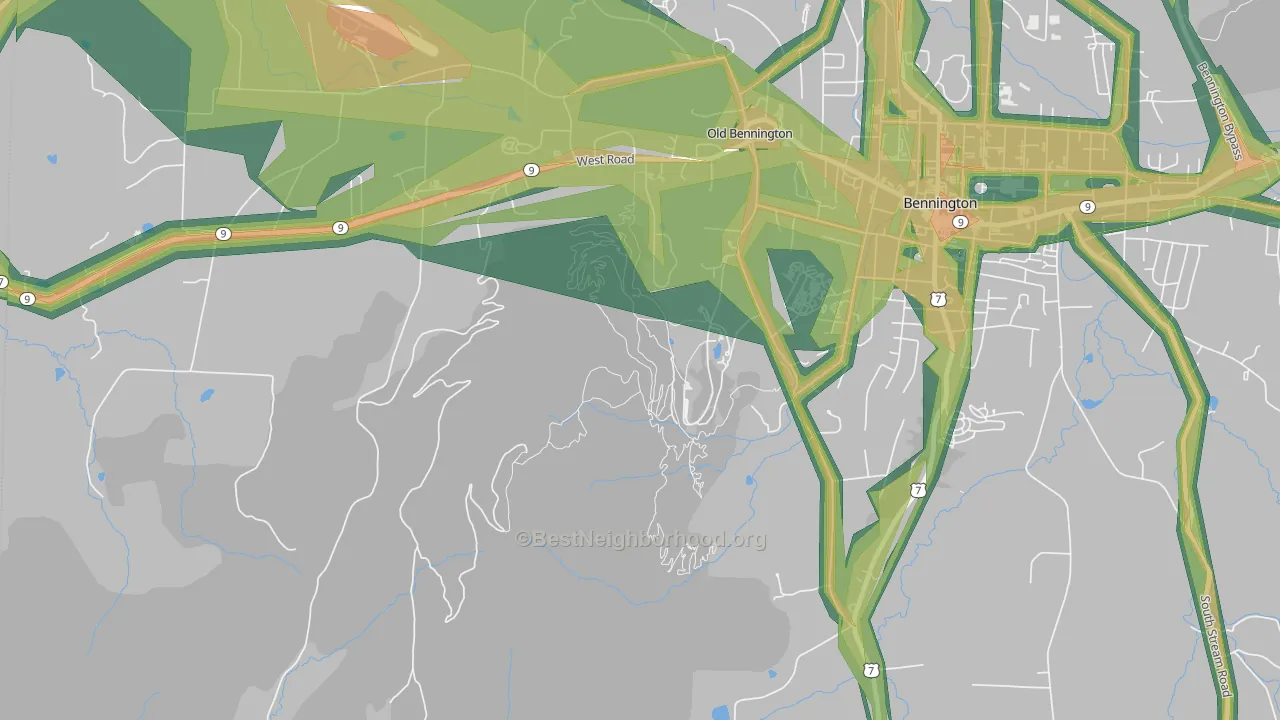 Old Bennington, VT Map of Noise Levels in Old Bennington