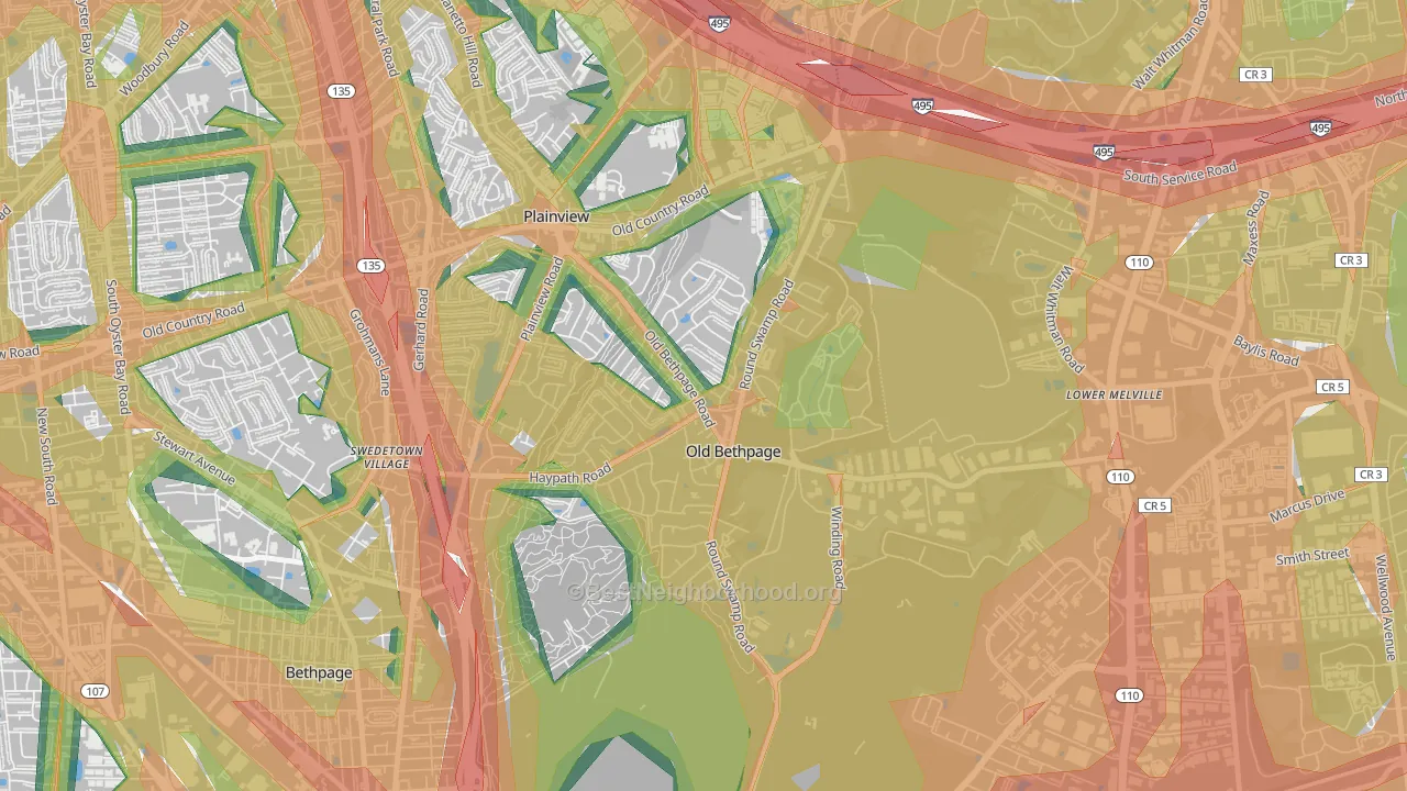 Old Bethpage, NY Map of Noise Levels in Old Bethpage