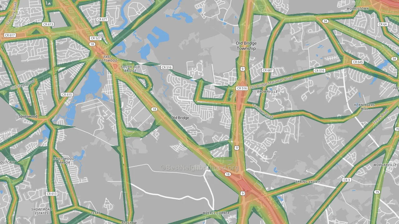Old Bridge, NJ Map of Noise Levels in Old Bridge