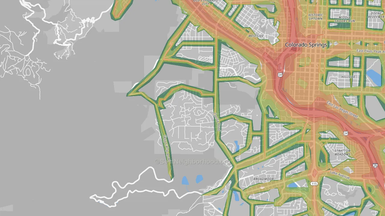Old Colorado City, Colorado Springs, CO Map of Noise Levels in Old Colorado City
