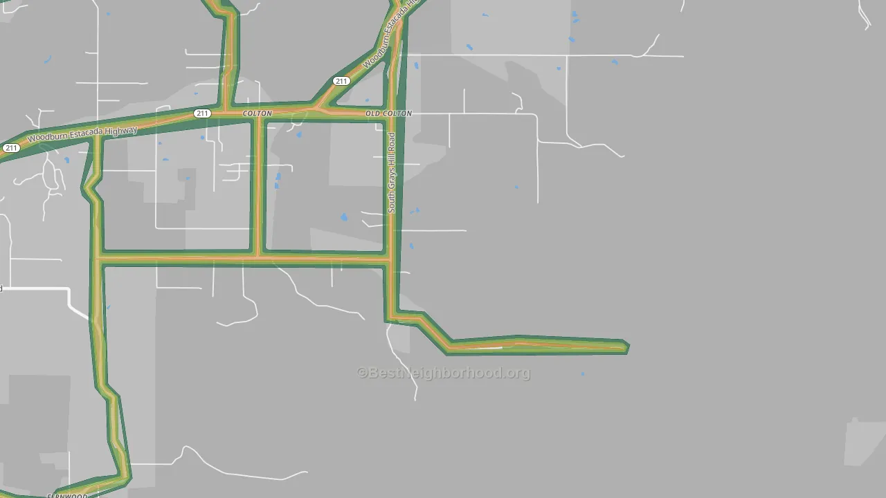 Old Colton, OR Map of Noise Levels in Old Colton