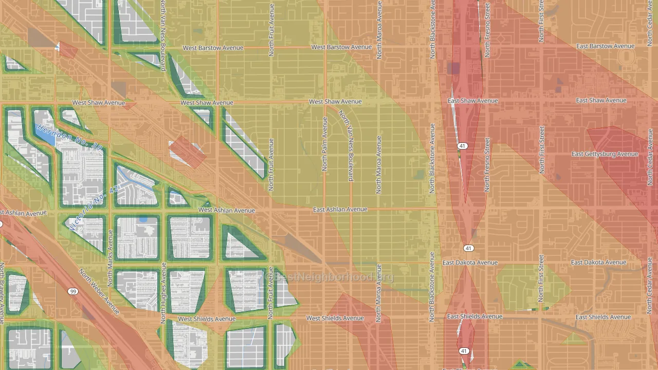 Old Fig Garden, CA Map of Noise Levels in Old Fig Garden