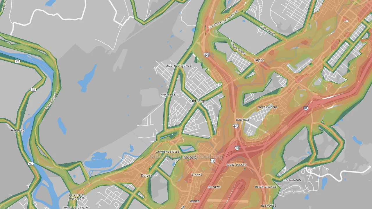 Old Forge, PA Map of Noise Levels in Old Forge