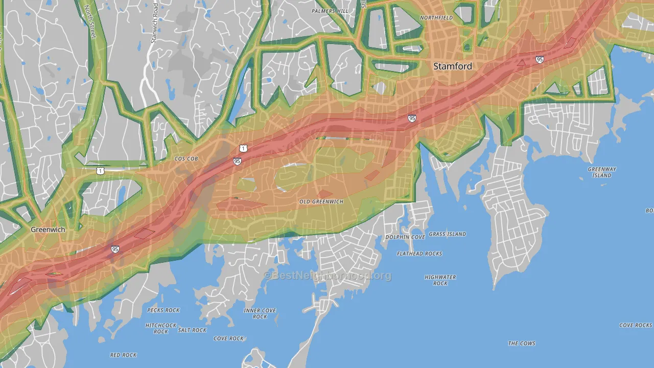 Old Greenwich, CT Map of Noise Levels in Old Greenwich